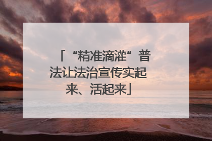 “精准滴灌”普法让法治宣传实起来、活起来