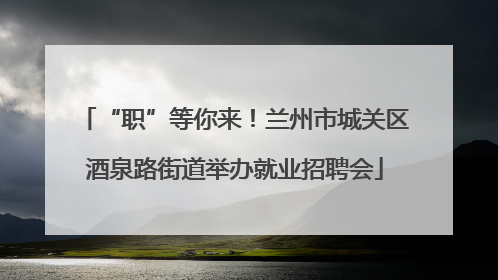 “职”等你来！兰州市城关区酒泉路街道举办就业招聘会
