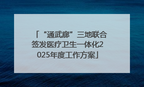 “通武廊”三地联合签发医疗卫生一体化2025年度工作方案