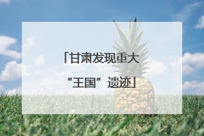 甘肃发现重大“王国”遗迹