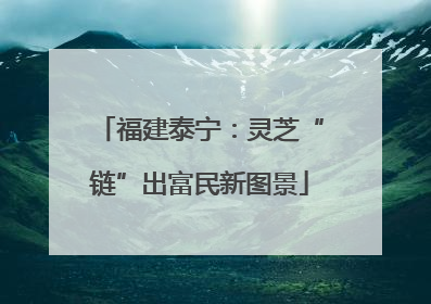 福建泰宁：灵芝“链”出富民新图景