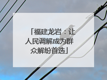 福建龙岩：让人民调解成为群众解纷首选