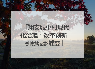 翔安城中村现代化治理：改革创新引领城乡蝶变