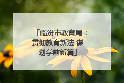 临汾市教育局：贯彻教育新法 谋划学前新篇
