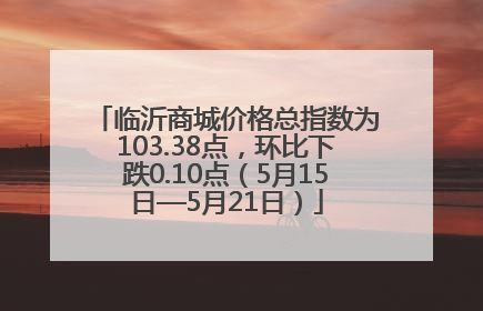 临沂商城价格总指数为103.38点，环比下跌0.10点（5月15日—5月21日）