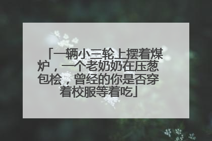 一辆小三轮上摆着煤炉，一个老奶奶在压葱包桧，曾经的你是否穿着校服等着吃