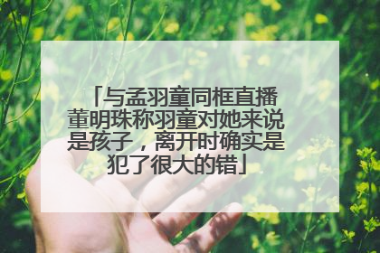 与孟羽童同框直播 董明珠称羽童对她来说是孩子，离开时确实是犯了很大的错
