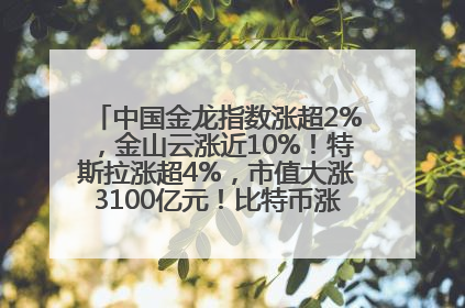 中国金龙指数涨超2%，金山云涨近10%！特斯拉涨超4%，市值大涨3100亿元！比特币涨回11万美元关口