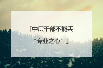 中层干部不能丢“专业之心”