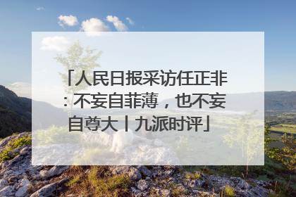 人民日报采访任正非：不妄自菲薄，也不妄自尊大丨九派时评