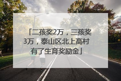 二孩奖2万，三孩奖3万，泰山区北上高村有了生育奖励金