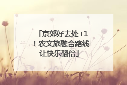 京郊好去处+1！农文旅融合路线让快乐翻倍