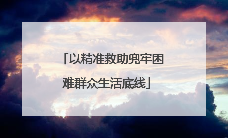 以精准救助兜牢困难群众生活底线