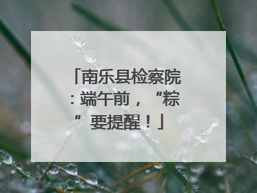 南乐县检察院：端午前，“粽”要提醒！
