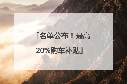 名单公布！最高20%购车补贴