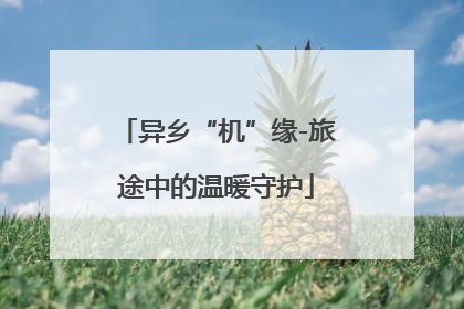 异乡“机”缘-旅途中的温暖守护