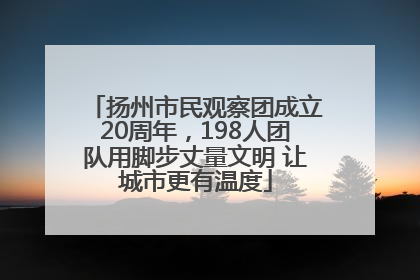 扬州市民观察团成立20周年，198人团队用脚步丈量文明 让城市更有温度