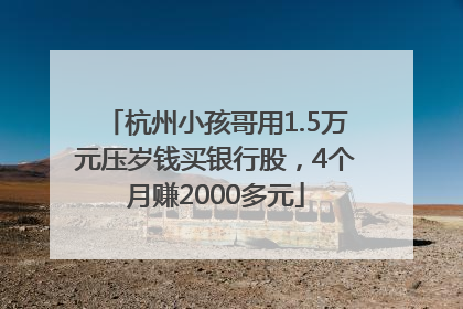 杭州小孩哥用1.5万元压岁钱买银行股，4个月赚2000多元