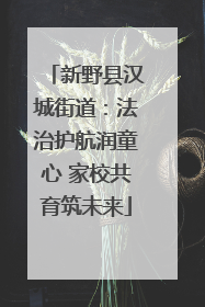 新野县汉城街道：法治护航润童心 家校共育筑未来