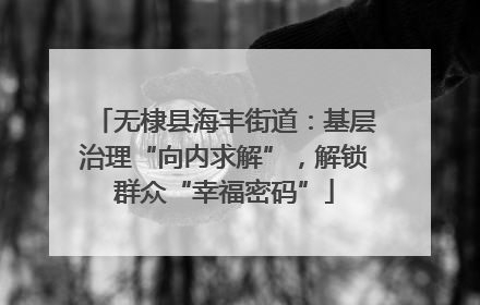 无棣县海丰街道：基层治理“向内求解”，解锁群众“幸福密码”