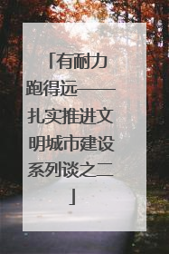 有耐力 跑得远——扎实推进文明城市建设系列谈之二