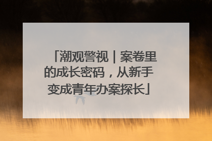 潮观警视｜案卷里的成长密码，从新手变成青年办案探长