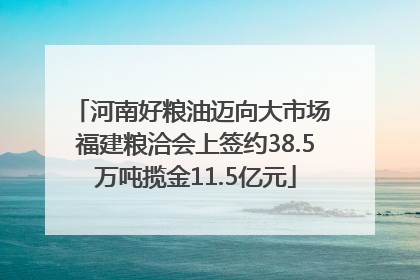 河南好粮油迈向大市场 福建粮洽会上签约38.5万吨揽金11.5亿元