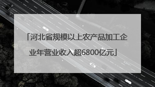 河北省规模以上农产品加工企业年营业收入超6800亿元