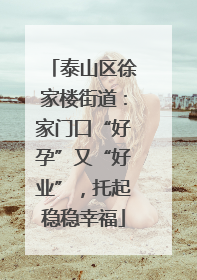 泰山区徐家楼街道：家门口“好孕”又“好业”，托起稳稳幸福
