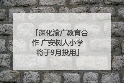 深化渝广教育合作 广安树人小学将于9月投用