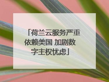 荷兰云服务严重依赖美国 加剧数字主权忧虑
