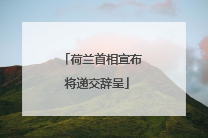 荷兰首相宣布将递交辞呈