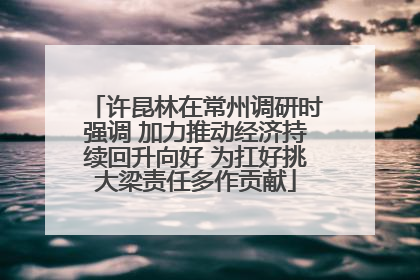 许昆林在常州调研时强调 加力推动经济持续回升向好 为扛好挑大梁责任多作贡献