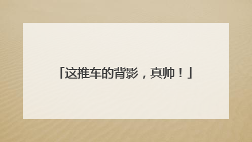 这推车的背影，真帅！