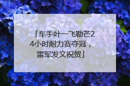 车手叶一飞勒芒24小时耐力赛夺冠，雷军发文祝贺