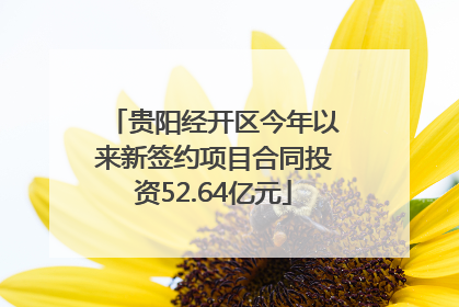 贵阳经开区今年以来新签约项目合同投资52.64亿元
