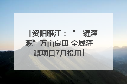 资阳雁江：“一键灌溉”万亩良田 全域灌溉项目7月投用