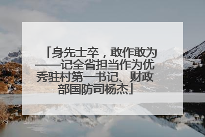 身先士卒，敢作敢为——记全省担当作为优秀驻村第一书记、财政部国防司杨杰