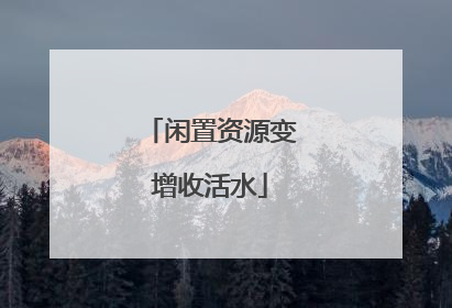 闲置资源变增收活水