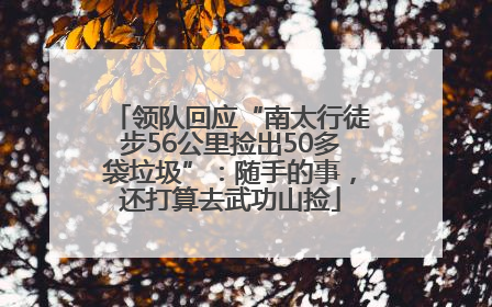 领队回应“南太行徒步56公里捡出50多袋垃圾”：随手的事，还打算去武功山捡