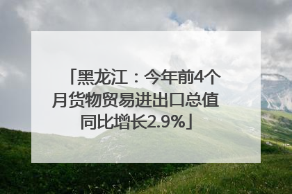 黑龙江：今年前4个月货物贸易进出口总值同比增长2.9%