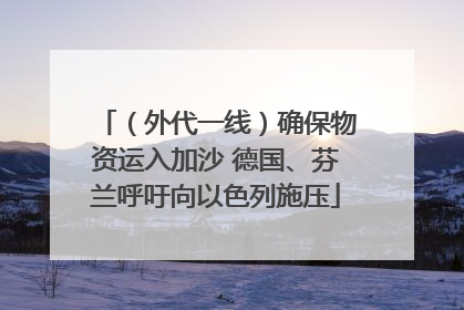 （外代一线）确保物资运入加沙 德国、芬兰呼吁向以色列施压