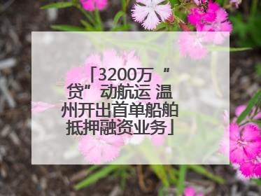 3200万“贷”动航运 温州开出首单船舶抵押融资业务