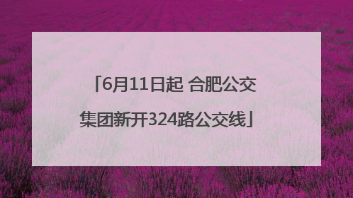 6月11日起 合肥公交集团新开324路公交线